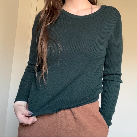 Divided Ribbed Emerald Green Sweater - L - Picture 9 of 9